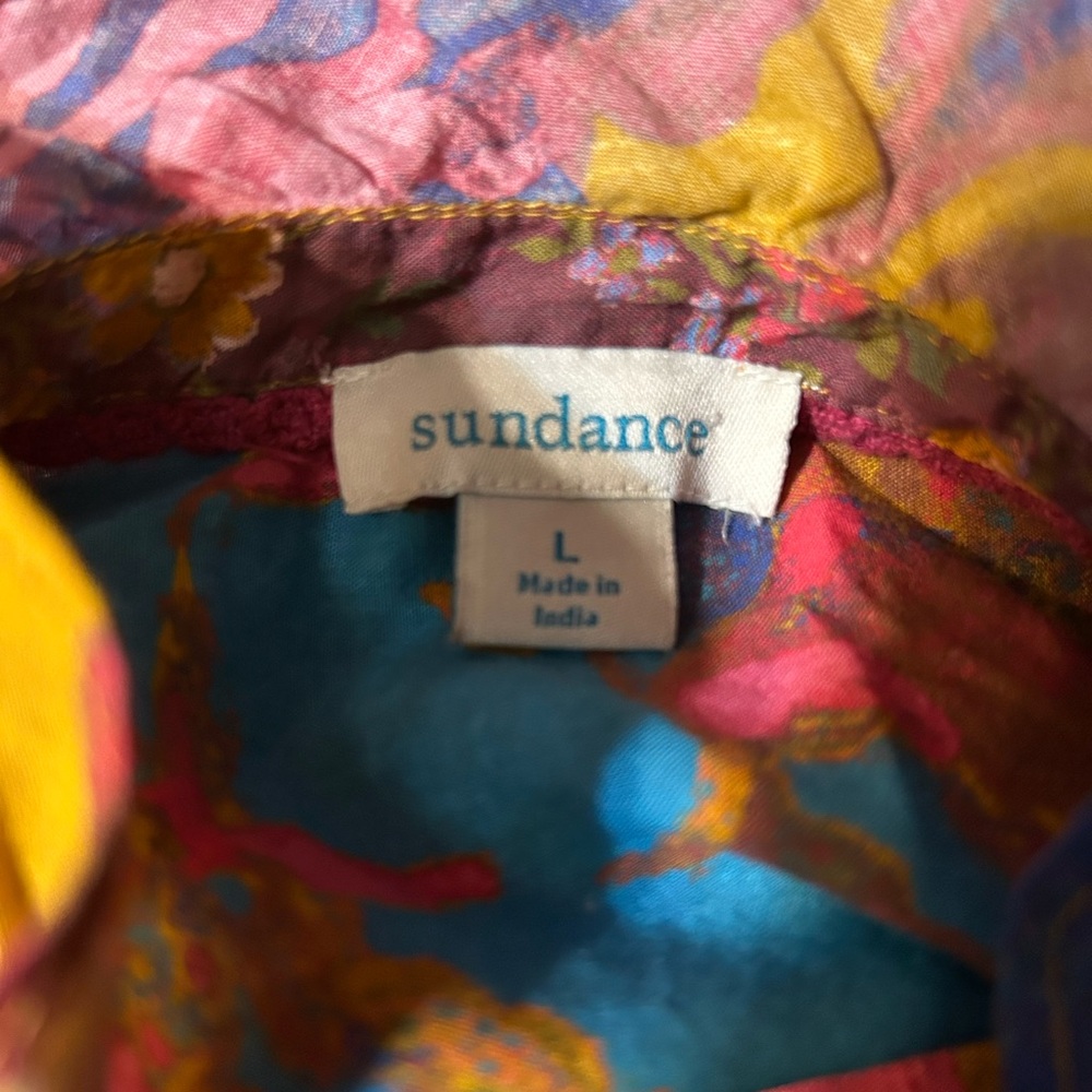 Sundance Multi Colored Button Down Ruffle Cotton … - image 7